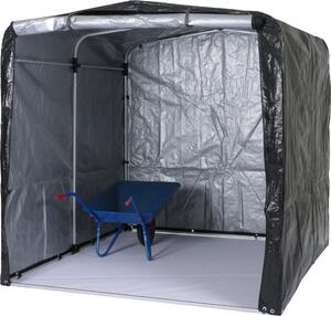 Casetta per attrezzi MCW-N61, casetta da giardino, in alluminio con protezione UV e impermeabile, 201x201x201 cm ~ antracite
