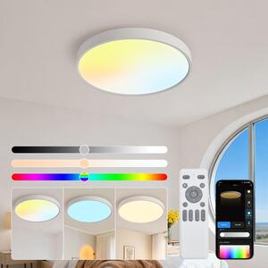 Plafoniera LED 698-YX rotonda, Ø 50 cm, 75 W RGBIC con APP e telecomando, cielo dinamico ed effetti di luce naturale timer dimmerabile 10-100%, 1800-12000K