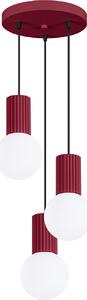 Lampada a sospensione HALO 3P bordeaux 3xG9 8W alluminio/vetro 125x25x25cm Sollux Lighting