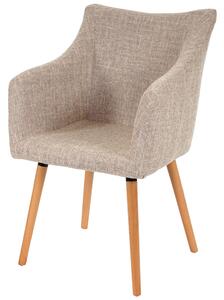 Sedia da sala da pranzo Malmö T382, sedia da cucina, design retrò anni '50 ~ tessuto, crema/grigio