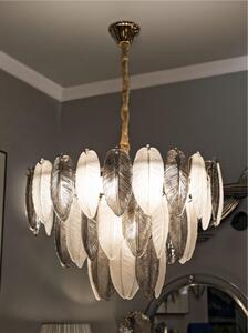 Lampadario con 9 punti luce E 14 in metallo dorato, Dimensioni � 60x40x h 87 cm sfere in vetro colorato telaio oro