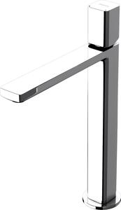 Doporro Miscelatore Monocomando Alto per Lavabo Bagno Senza Leva, Rubinetto con Flessibili Acqua Calda Fredda in Ottone Cromato H 30,9 cm WAO-7901