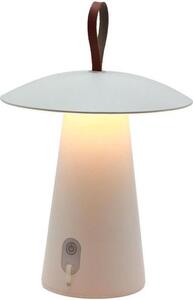 FUNGY lampada da tavolo a batteria a LED bianco caldo in alluminio con manico in pelle H29cm
