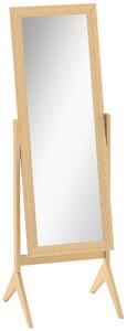 HOMCOM Specchio da Terra Reclinabile con Cornice Rettangolare, 47x46x148 cm, Effetto Rovere | Aosom Italy