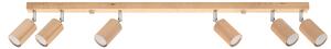 Lampada da soffitto BERG 6 in legno naturale 6xGU10 10W legna 20x5x120cm Sollux Lighting