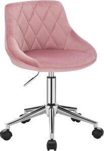 Happyment® Sedia da ufficio Deluxe - Per adulti - Rosa - Su rotelle - Sedia da ufficio ergonomica - Velluto - Altezza regolabile