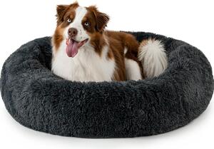 Lionto Donut dog bed, divano rotondo per cani con rivestimento in peluche e borchie antiscivolo, morbido e accogliente, diametro 100 cm, grigio scuro