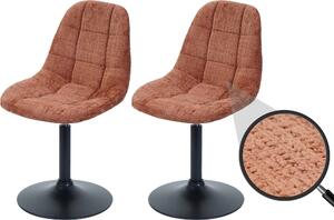 Set di 2 sedie da pranzo HWC-A60, sedia da cucina girevole, acciaio Tessuto / ciniglia tessile (465g/m²) ~ terracotta