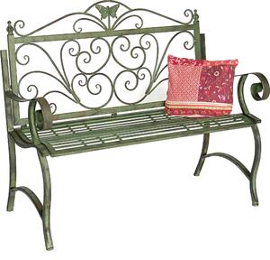 DanDiBo panca da giardino in metallo resistente alle intemperie patina verde 120 cm panca a 2 posti 96021 panca da parco ferro giardino