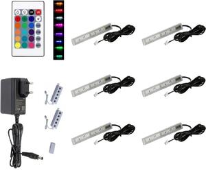 QLS LED RGB 6 set di illuminazione del pavimento in vetro striscia luminosa 12V telecomando 16 colori 11137