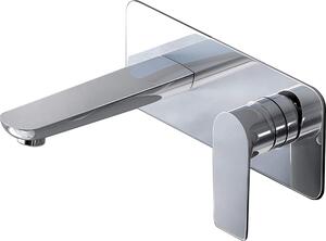 Doporro Rubinetto Cascata Parete,Miscelatore da Bagno Lavabo Muro in Ottone Cromato WA118, Argento