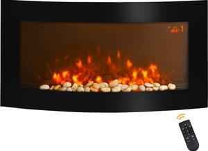Caminetto elettrico con riscaldamento, caminetto da parete con effetto fiamma LED, 7 colori di fiamma, 1000/2000 W, caminetto elettrico con timer, termostato regolabile