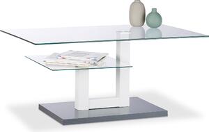 Tavolino Relaxdays in vetro, rettangolare, piano in vetro, piccolo ripiano, tavolino da salotto originale, A x L x P: 45 x 100 x 60 cm, grigio