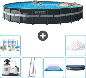 Piscina Intex Round Ultra XTR Frame - 732 x 132 cm - inclusa pompa - scaletta - telo di fondo - confezione di manutenzione della copertura - sfere filtranti