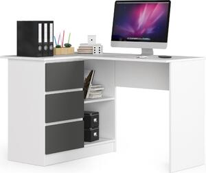 Scrivania ad angolo AKORD B16 sinistra bianco con frontale grigio grafite L124 x H77 x P85 cm