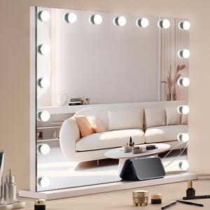 Specchio per il trucco Hollywood - Specchio cosmetico con USB tipo C - 791x597 mm - Specchio da tavolo per applicazioni di trucco professionali