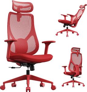 SENSE7 Moyo Sedia da ufficio ergonomica Sedia da scrivania Rossa Braccioli 3D Schienale in rete Supporto lombare Sedia direzionale Sedia per PC Ufficio domestico 150 kg