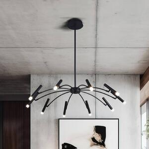 Viokef Lampada LED a sospensione Secret, nera, Ø 80 cm, metallo, 10 luci. dimmerabile, Nero, Soggiorno / Sala da pranzo, Metallo, Moderno