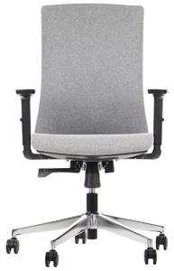 Sedia da ufficio girevole ergonomica TONO, base cromata, braccioli regolabili, rivestimento grigio