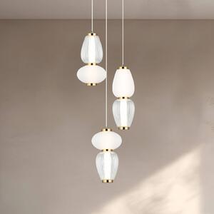 Viokef Lampada LED a sospensione Shiny, Ø 60 cm, trasparente/bianco, vetro Shiny, Chiaro / Trasparente, Soggiorno / Sala da pranzo, Moderno