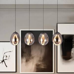 Viokef Lampada LED a sospensione Melanie, lunghezza 85 cm, grigio fumo, vetro a 4 luci