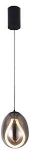Viokef Lampada LED a sospensione Melanie, Ø 16 cm, grigio fumo/nero, vetro