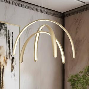 Viokef Lampada LED a sospensione Megan, lunghezza 60 cm, color oro, 3 luci. Megan, Ottone / Oro, Soggiorno / Sala da pranzo, Alluminio, Moderno