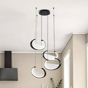 Viokef Lampada LED a sospensione Adele, Ø 75 cm, nero, metallo, 4 luci. Adele, Nero, Soggiorno / Sala da pranzo, Alluminio, Moderno