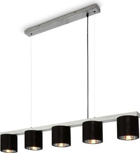 Briloner Leuchten LURI - Lampade a sospensione - 4736054 - Regolabile in altezza - Silver-Crafted - Legno - Attacco E14 max. 25 Watt - 5 luci - 110 x 15 x 136 cm