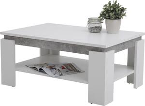 Tavolino da salotto Tavolo Tim II - decoro bianco/cemento - rivestimento in melamina - ampio ripiano - dimensioni 90 x 60 cm