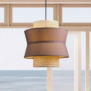 Viokef Lampada a sospensione Rika Double, Ø 35 cm, grigio/colore naturale, tessuto