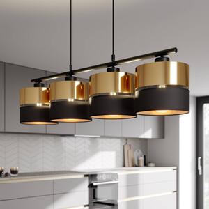 TK Lighting Lampada a sospensione Hilton, nero/oro, 4 luci