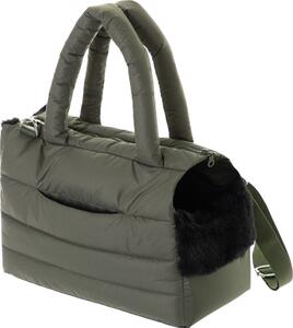 Doggy FLUFFY RIDE Borsa da trasporto Scatola da trasporto per cani Scatola da trasporto per gatti Borsa per cani 40x20x30 cm verde oliva