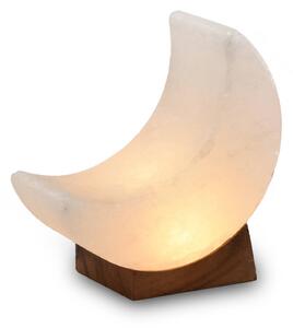 Wagner Life Lampada in cristallo di sale Mond white line USB, base legno, bianca, Bianco / Opale, Soggiorno / Sala da pranzo, Pietra, Lampada da tavolo