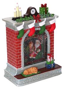 Decorazione natale plastica camino rosso cm 26x18h10