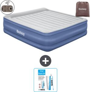 Materasso gonfiabile Bestway - 2 persone - 193 x 203 x 56 cm - Grigio/Blu - Accessori inclusi