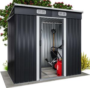 GARDEBRUK® Casetta da Giardino Capanno Attrezzi Giardinaggio in Metallo 2m² con Fondamenta 200x125x180cm Porta Scorrevole Casetta per Attrezzi verde Capanna da Esterno 4m³