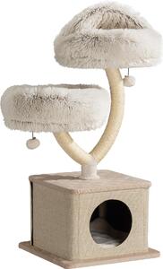 Fudajo tiragraffi design con casetta per gatti 95 cm, tiragraffi di design per gatti con peluche e sisal, albero per gatti con grotta per gatti, albero da arrampicata per gatti