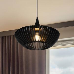 Trio Lighting Lampada a sospensione Colino lamelle legno, nero