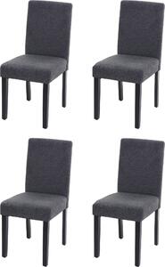 Set di 4 sedie per sala da pranzo Sedia da cucina Littau ~ tessile, grigio antracite, gambe scure