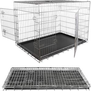 Mucola gabbia in filo metallico pieghevole per il trasporto di cani box per il trasporto di cani box per il trasporto di cani gabbia in rete per cani - 120 x 80,5 x 75 cm argento