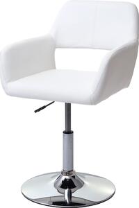 Sedia da pranzo HWC-A50 III, sedia da cucina, retrò anni '50, Pelle finta ~ bianco, base cromata
