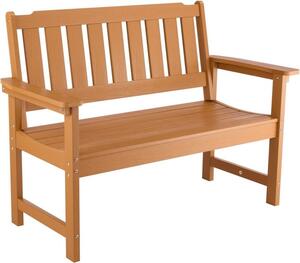 Panchina da giardino 128cm - Panca da giardino in plastica color legno - Panca da balcone per veranda