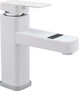 Rubinetto da lavabo - Miscelatore monocomando - Display digitale - Cartuccia in Vetroceramica - Da appoggio - Corpo in lega di zinco - Bianco