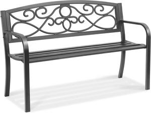 Panca da giardino in metallo 127 cm - Panca da parco 250 kg di portata - 3 persone con schienale e braccioli - Panca da giardino vintage per giardino, parco, cortile, veranda