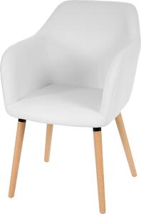 Sedia da sala da pranzo Malmö T381, sedia da cucina, design retrò anni '50 ~ Pelle finta, bianco, gambe chiare