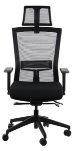Sedia da ufficio ergonomica girevole HOPE, braccioli regolabili, poggiatesta, seduta scorrevole (avanti-indietro), nero