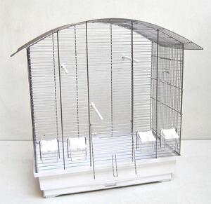 Gabbia per uccelli Ula, casa per uccelli con accessori, cromo/bianco