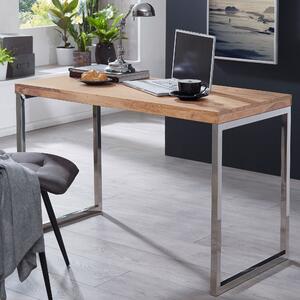 FineBuy Scrivania in legno massello di acacia, scrivania per computer 120 x 60 cm, tavolino per laptop, tavolino in stile rustico con gambe in metallo, sheesham // acacia