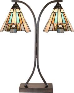 LumiLamp 5LL-6368 Lampada da tavolo Tiffany marrone e blu 48x19x57 cm E27 2x60 W
